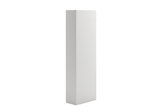 Minimalist white rectangular column isolated on transparent background