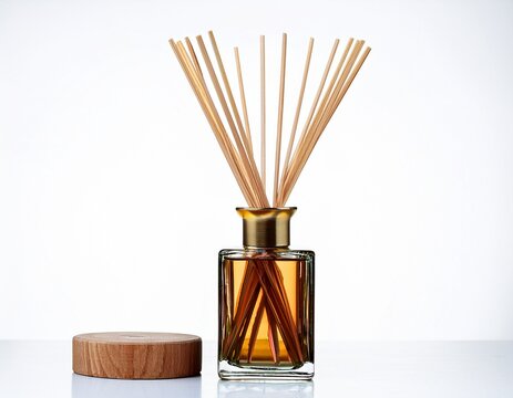 reed diffuser with wooden sticks cutout