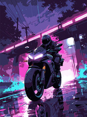 anime biker vector