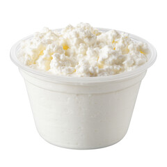 Fresh cottage cheese in plastic cup