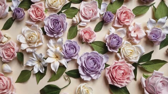 Handcrafted Crepe Paper Floral Repetitive Motif