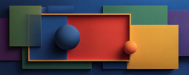 Naklejka premium Colorful geometric shapes arranged in a minimalist abstract composition