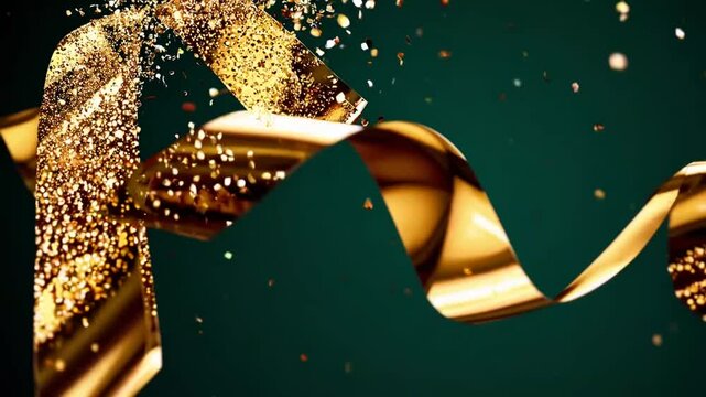 Gilded Festoonery And Celebratory Sparkle On Deep Verdant Backdrop3d Representation