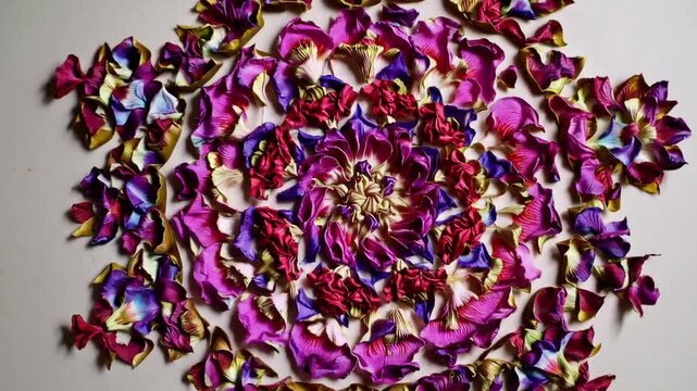 Circular Spiritual Emblem Crafted from Dehydrated Botanical Specimens and Blossoms