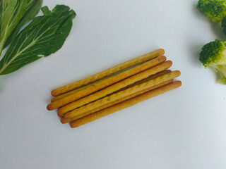 A stack of Vegetables Cheese Stick on white background