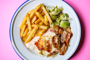 Chicken Breast With Leek and Smokey Bacon Meal With Chips or Fries