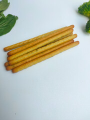 A stack of Vegetables Cheese Stick on white background