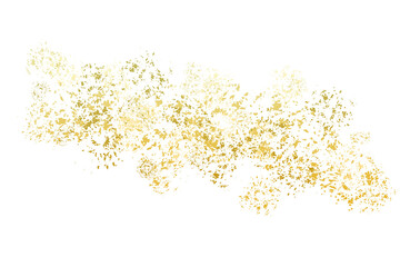 Shiny gold glitter. Pieces flakes of golden flakes shimmer, gold foil on vertical transparent...