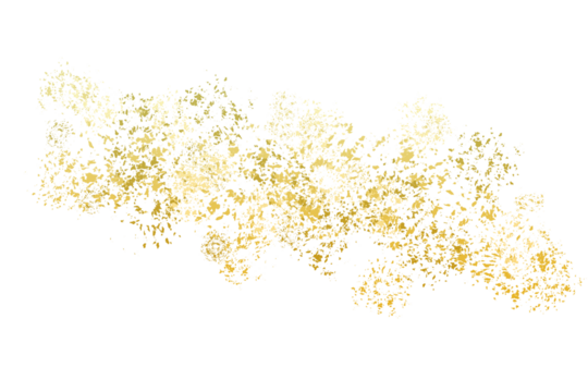 Shiny gold glitter. Pieces flakes of golden flakes shimmer, gold foil on vertical transparent background. Abstract png design element
