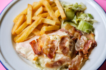 Chicken Breast With Leek and Smokey Bacon Meal With Chips or Fries
