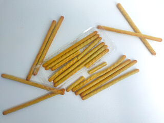 A stack of Vegetables Cheese Stick on white background