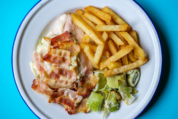 Chicken Breast With Leek and Smokey Bacon Meal With Chips or Fries