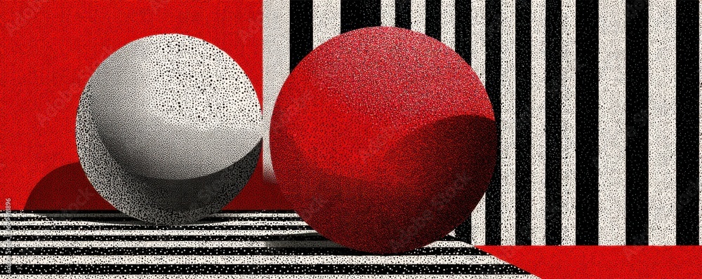Poster abstract composition with geometric shapes and bold contrasting patterns