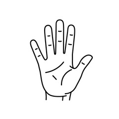 Palmistry Hand Outline – Detailed Palm Lines Vector Illustration for Design