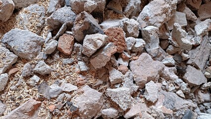 Rough pile of natural stones for construction