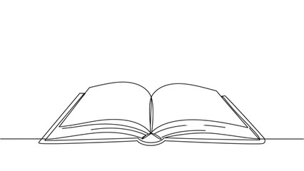 Continuous Line Drawing Open Book | One Line Knowledge Minimal Vector Illustration