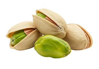 Fresh pistachios with shells isolated on transparent background