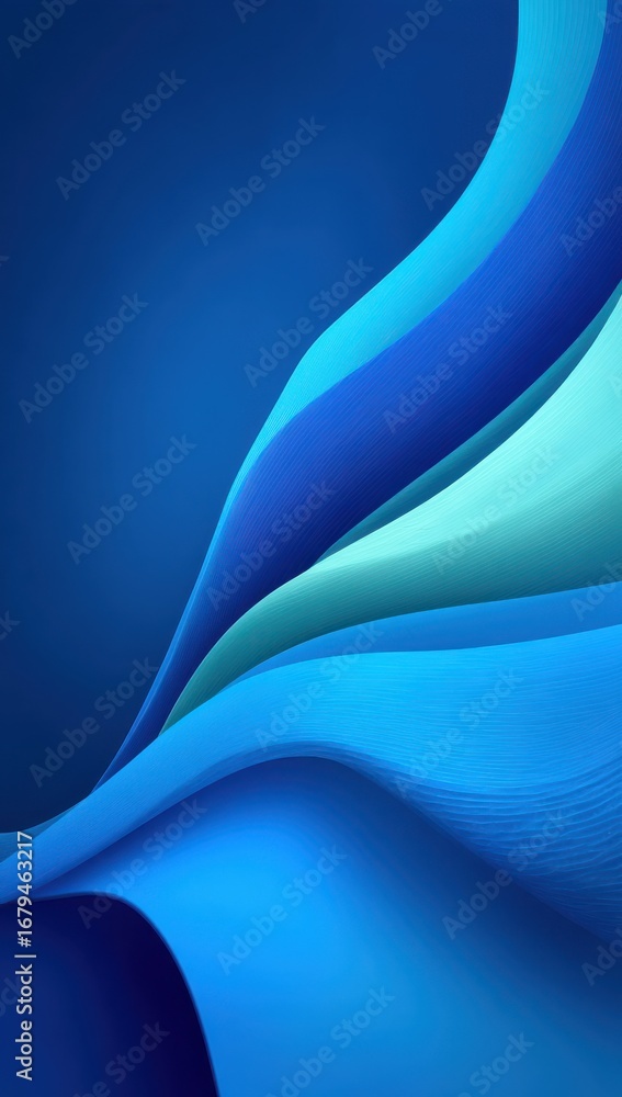 Poster abstract smooth blue gradient background with flowing wave design
