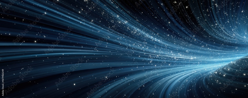 Aufkleber abstract visualization of light beams in a cosmic tunnel with starry elements