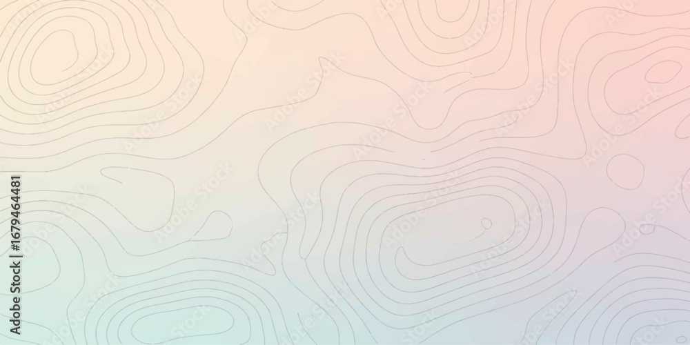 Aufkleber soft pastel gradient abstract topographic contour lines map style subtle textured background