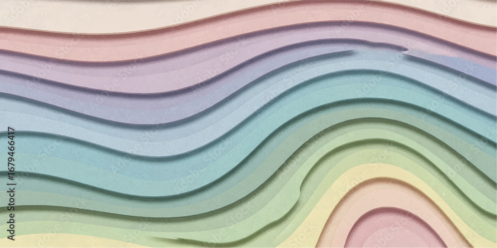 Poster soft pastel wavy gradient abstract layered background serene flowing curved modern design