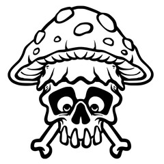Mushroom skull hand drawing style
