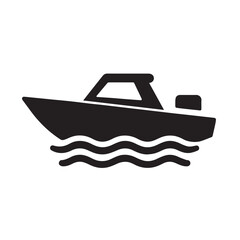 Boat silhouette black and white vector icon