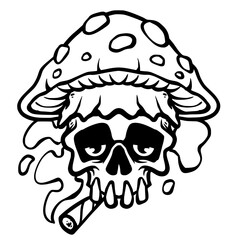 Mushroom skull hand drawing style
