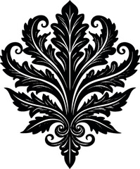 Vector art of black damask ornament