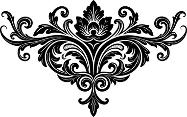 Vector art of black ornate damask flourish
