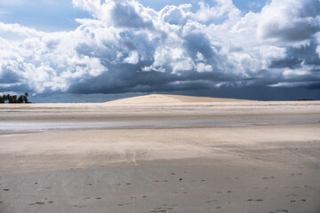Jericoacoara beach hidden behind the dunes of the west coast of Jijoca de Jericoacoara, Ceara, Brazil