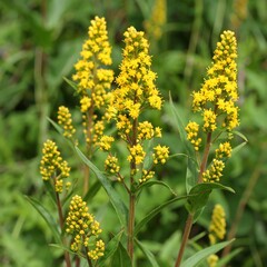 Obraz premium Close-up of clusters of bright yellow flowers