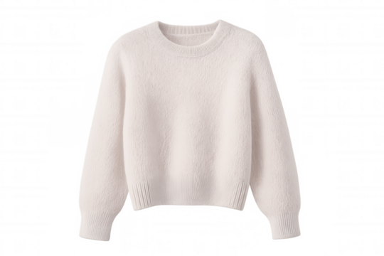 White sweater isolated on transparent background, ideal for showcasing your designs or creating realistic fashion mockups