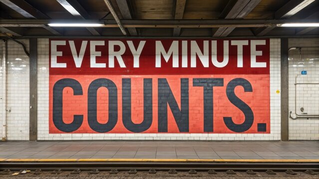 Naklejki Eye-Catching Wall Mural Promoting Time Awareness in Subway Station