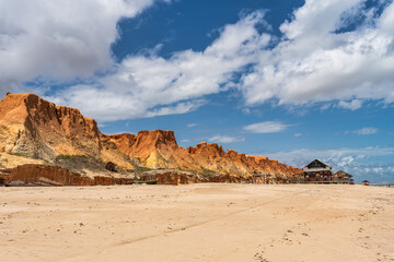 Famous barracas, bars and restaurants at Canoa Quebrada Beach, Brazil