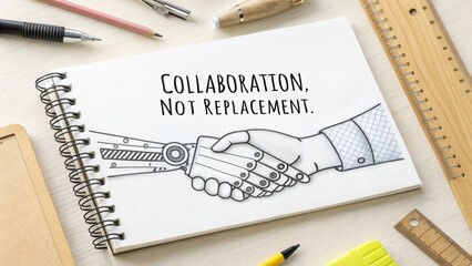 Handshake Illustration Symbolizing Collaboration Over Replacement Concept