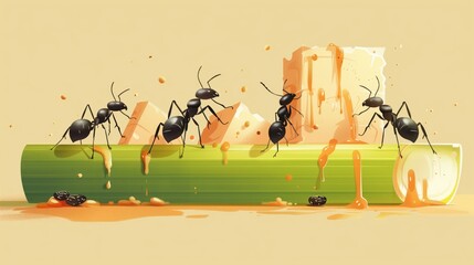 Fototapeta premium National Ants on a Log Day, illustration