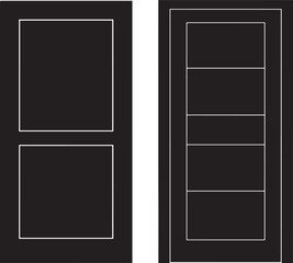 Two distinct door silhouettes shown side by side isolated on white background