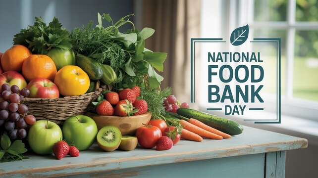 Basket filled with loaves, apples, and tomatoes supports community giving.