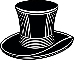 Vector art of black top hat with ribbon detail