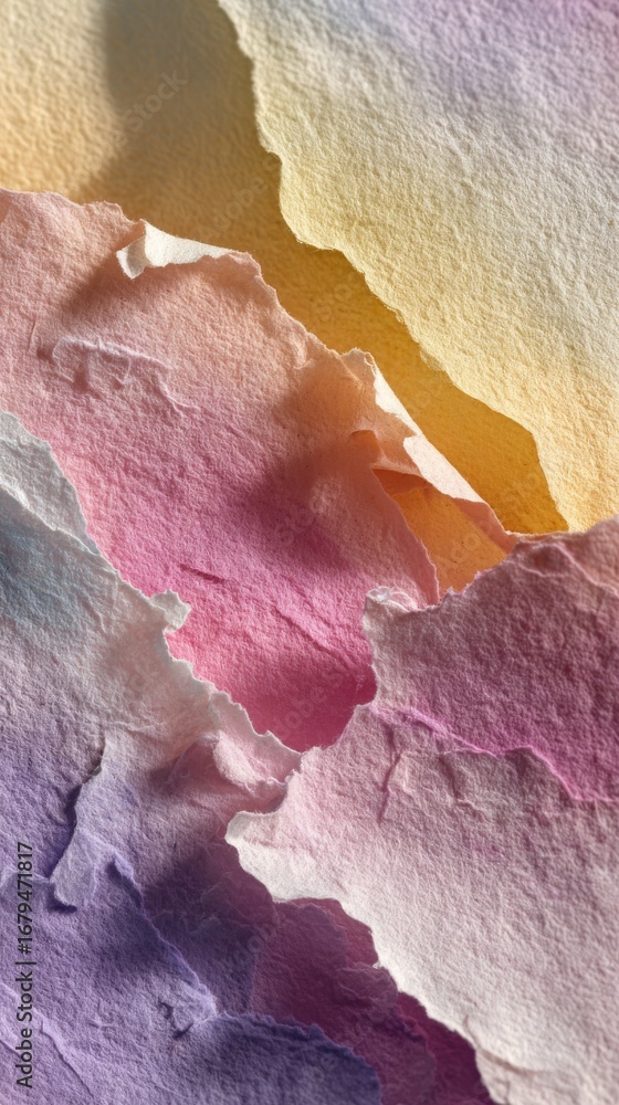 Poster abstract paper art layers displaying delicate textures and pastel shades creating a visually appeali