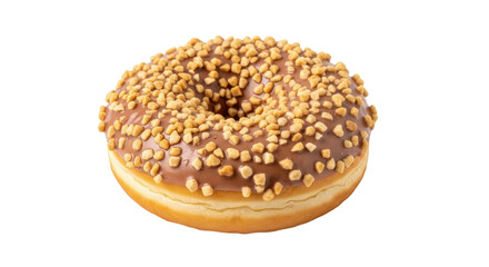 Isolated Donut with Chocolate Glaze and Nuts
