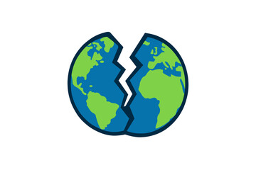vector the earth is broken and split in two