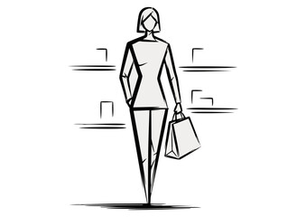Fototapeta premium Businesswoman walking confidently with suitcase on white background with copy space