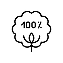 Cotton outline icon. Isolated on white background. Cotton flower simple symbol vector illustration.