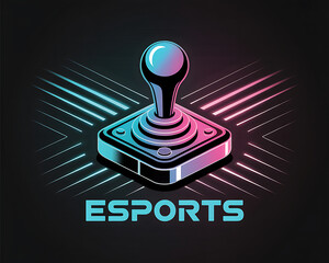 Esports Joystick Logo with Neon Glow gaming video games