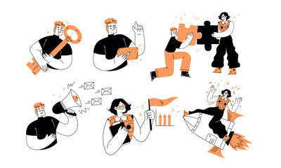 Diverse Characters Engaging in a Variety of Modern Activities to Promote Inclusion and Collaboration