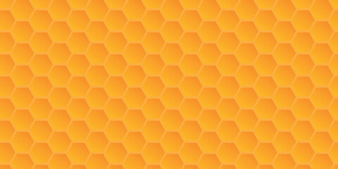 Geometric honeycomb background. Orange gradient. Seamless hexagon pattern.