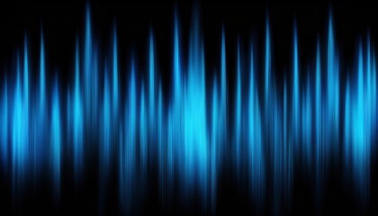 glowing blue neon light wave pattern on black background with vertical streaks for digital wallpaper or abstract texture design