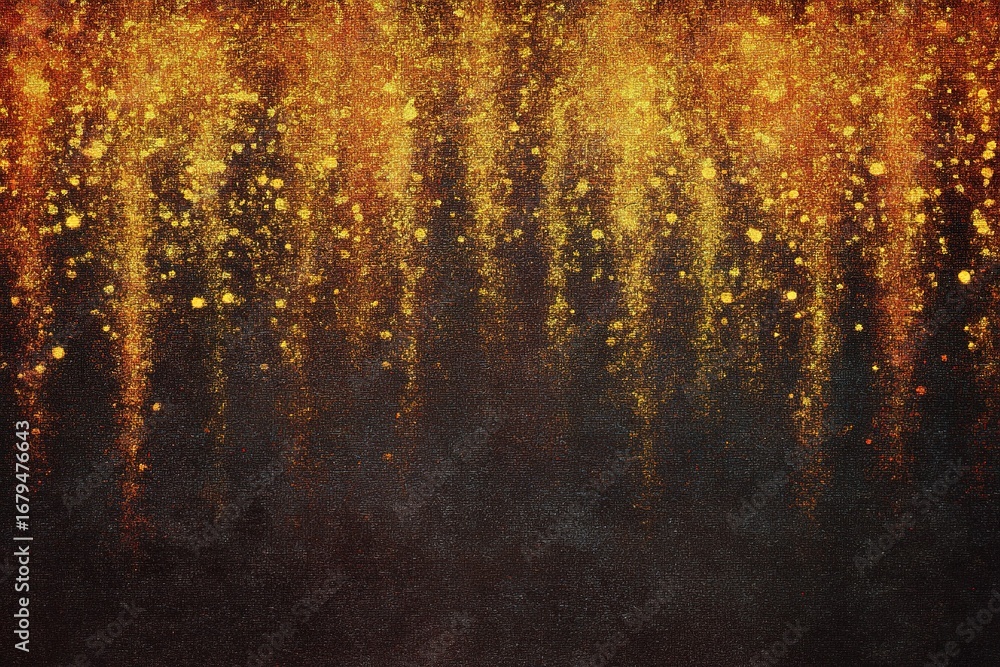 Poster abstract golden texture with shimmering effects and dark background illustrating a mystical atmosphe